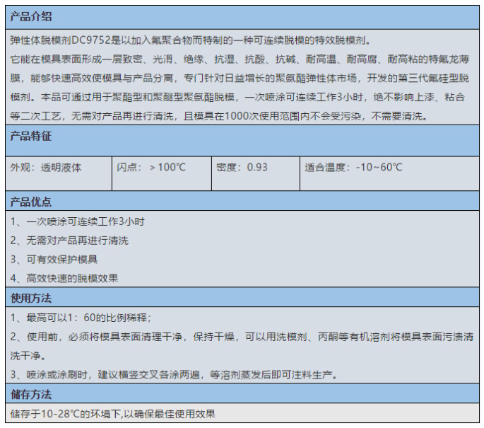 台南市启光集团强力推荐 | 弹性体脱模剂DC9752